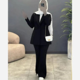 کت و شلوار زنانه مدل رانا جنس مازراتی رنگ مشکی