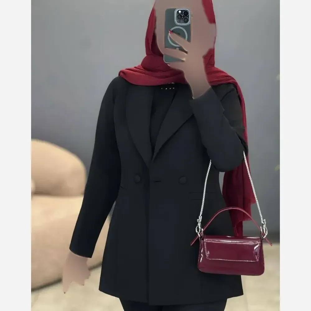 کت و شلوار زنانه مدل رانا جنس مازراتی رنگ مشکی