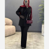 کت و شلوار زنانه مدل رانا جنس مازراتی رنگ مشکی