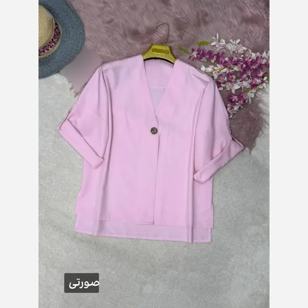 شومیز تک دکمه زنانه جنس پری خنک و سبک فری سایز