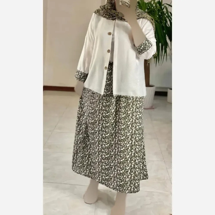 ست شومیز دامن گل گلی فری سایز زنانه جنس سوفیا زنبوری و کراش چاپی