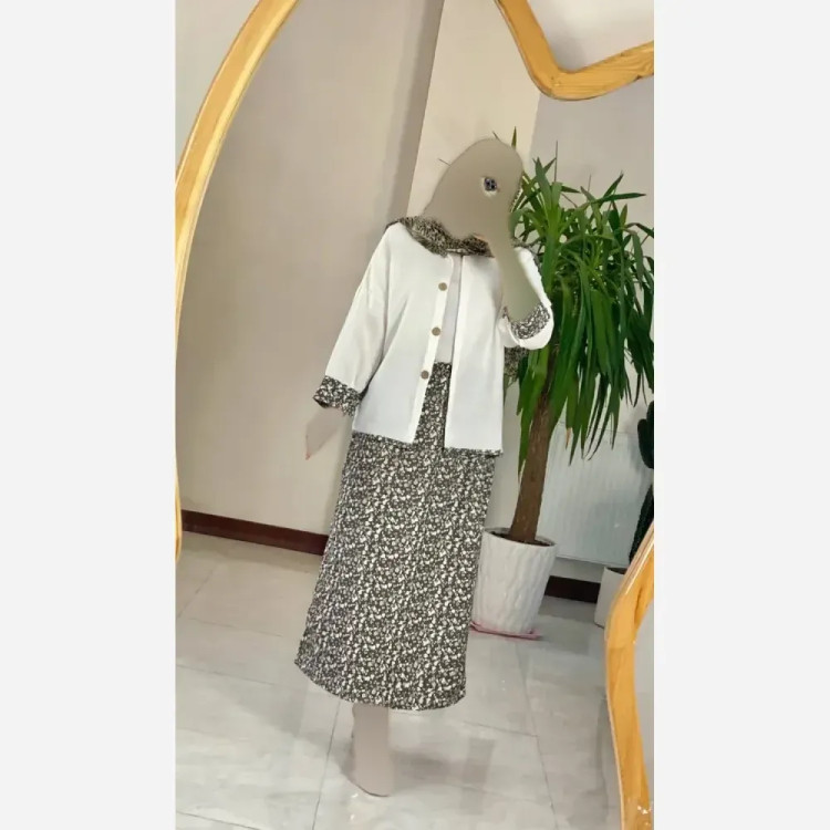 ست شومیز دامن گل گلی فری سایز زنانه جنس سوفیا زنبوری و کراش چاپی