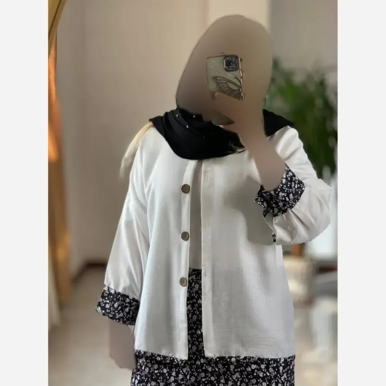 ست شومیز دامن گل گلی فری سایز زنانه جنس سوفیا زنبوری و کراش چاپی