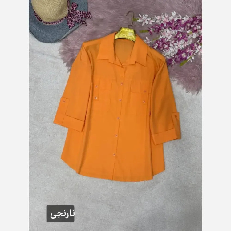 شومیز جیب صلیبی زنانه جنس پری خنک و سبک فری سایز