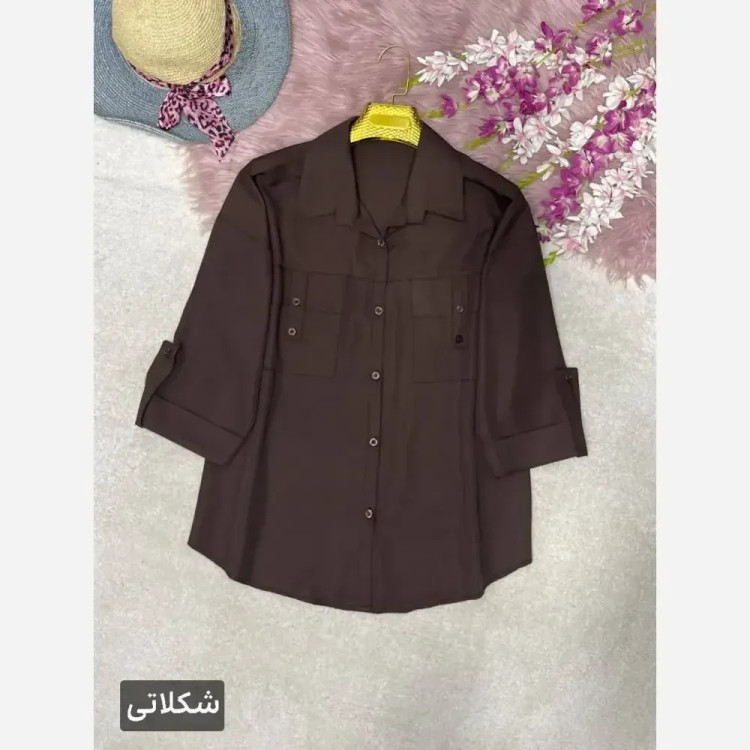 شومیز جیب صلیبی زنانه جنس پری خنک و سبک فری سایز