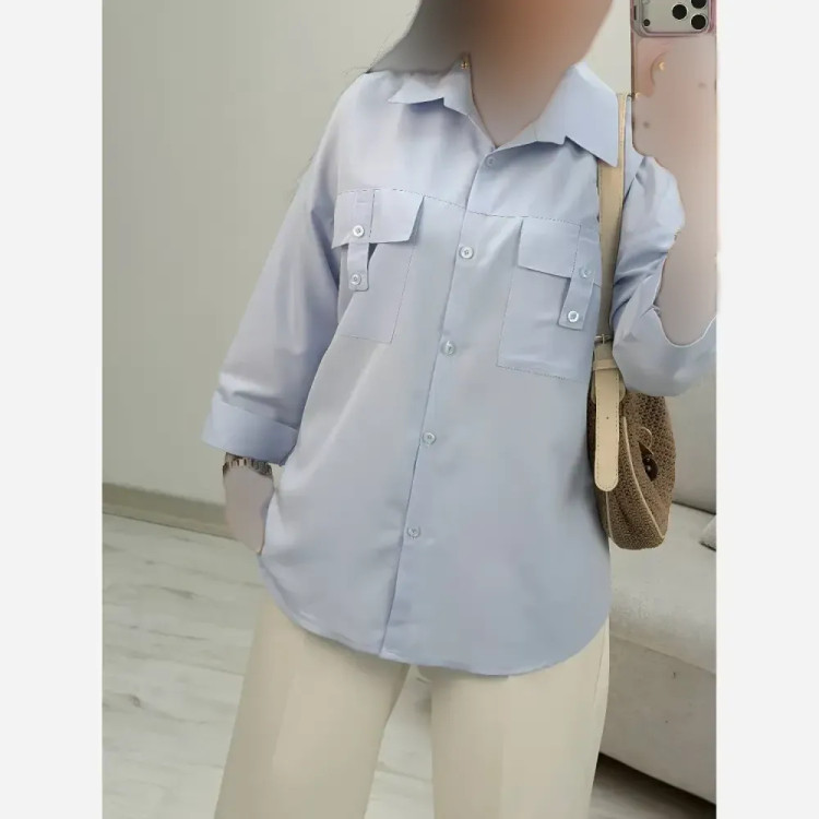 شومیز جیب صلیبی زنانه جنس پری خنک و سبک فری سایز