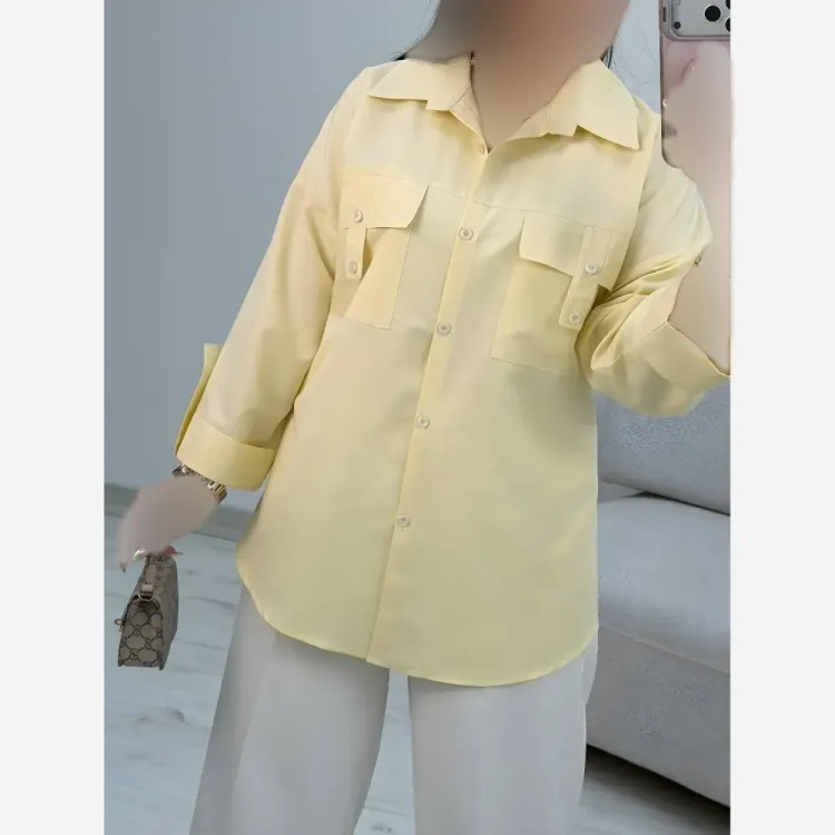 شومیز جیب صلیبی زنانه جنس پری خنک و سبک فری سایز