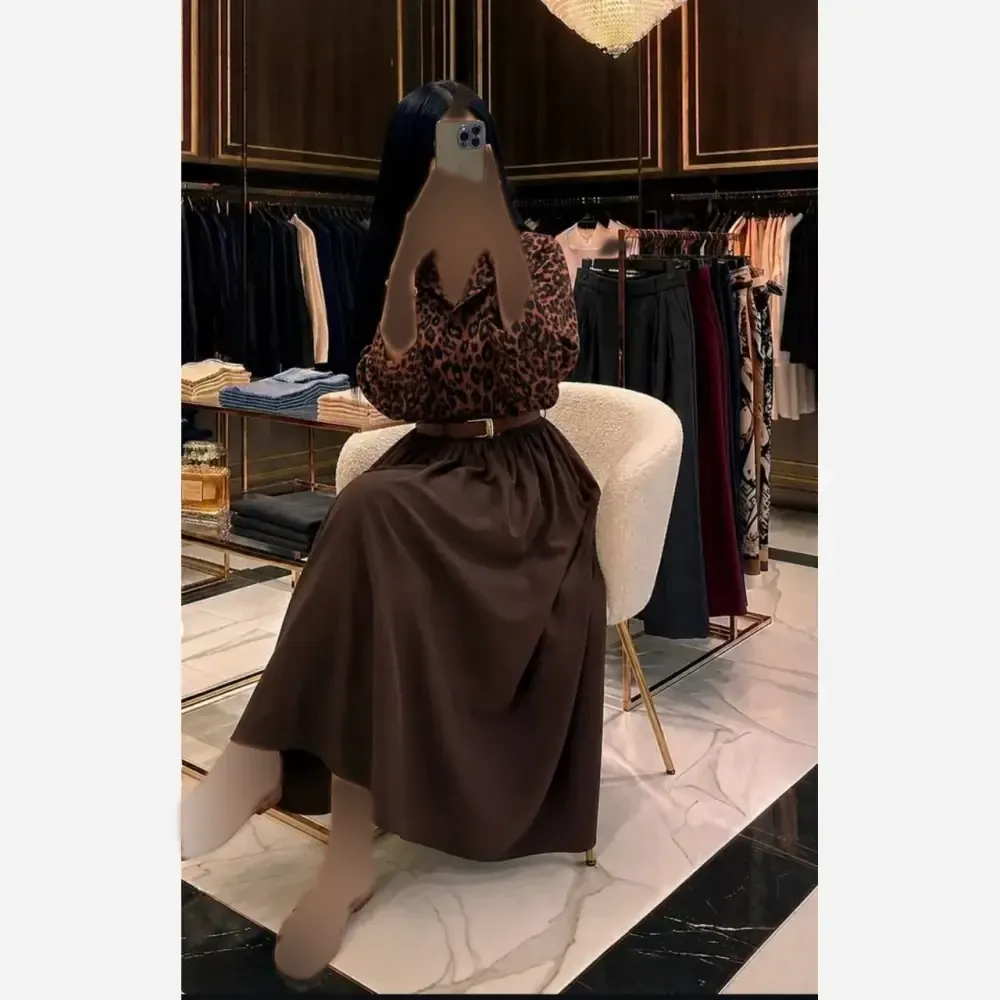 ست شومیز دامن لنین صوفیا پلنگی سایز 1 و 2