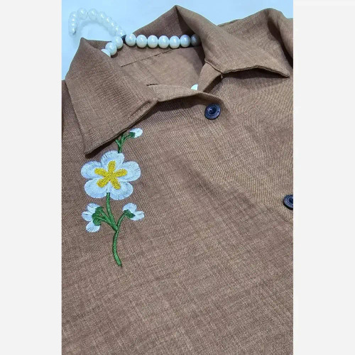 ست مانتو و شلوار گلدوزی شده آفتابگردون جنس شانتون درجه یک فری سایز