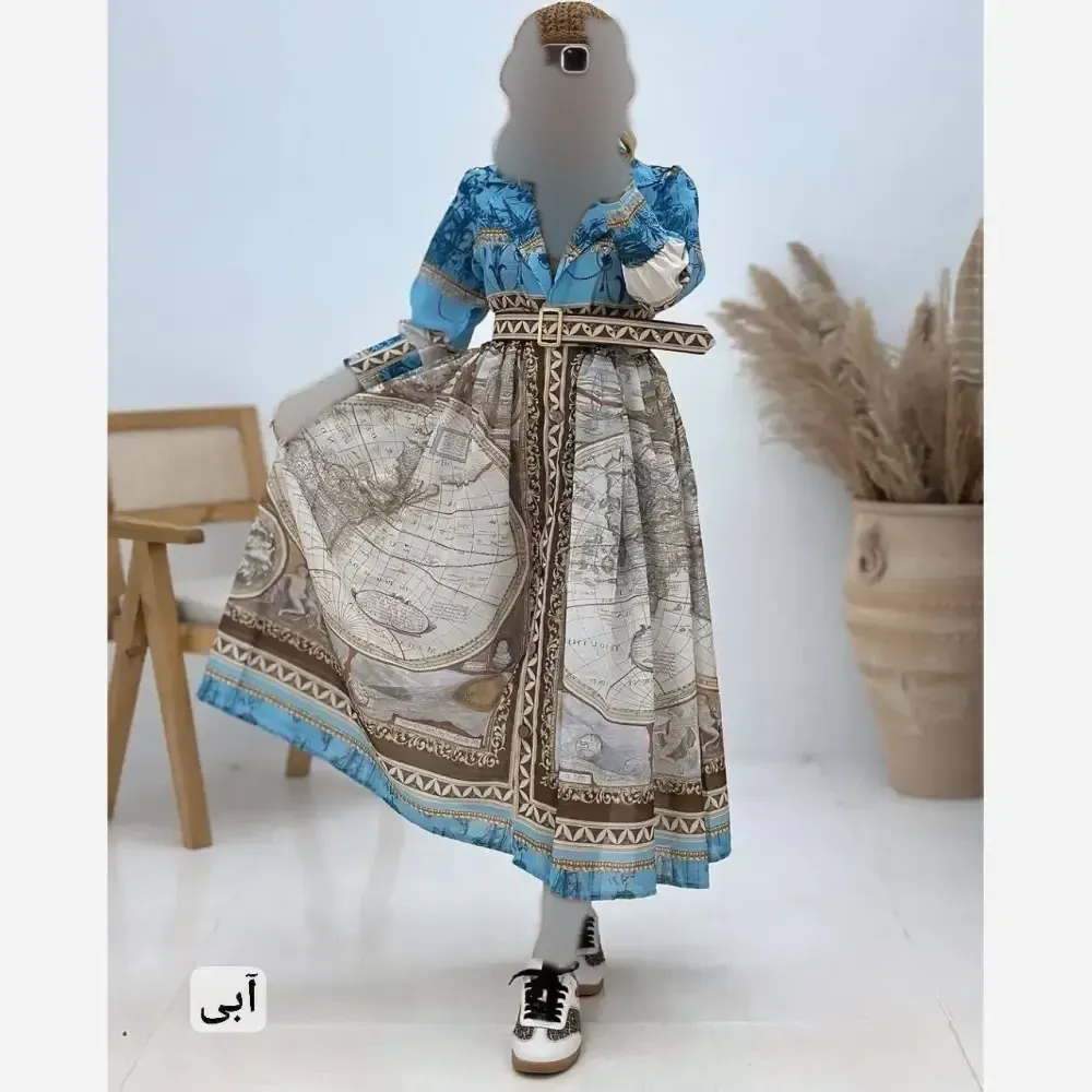پیراهن ساحلی زنانه مدل کیمیا جنس ابریشمی پفکی سایز فری 38 تا 48