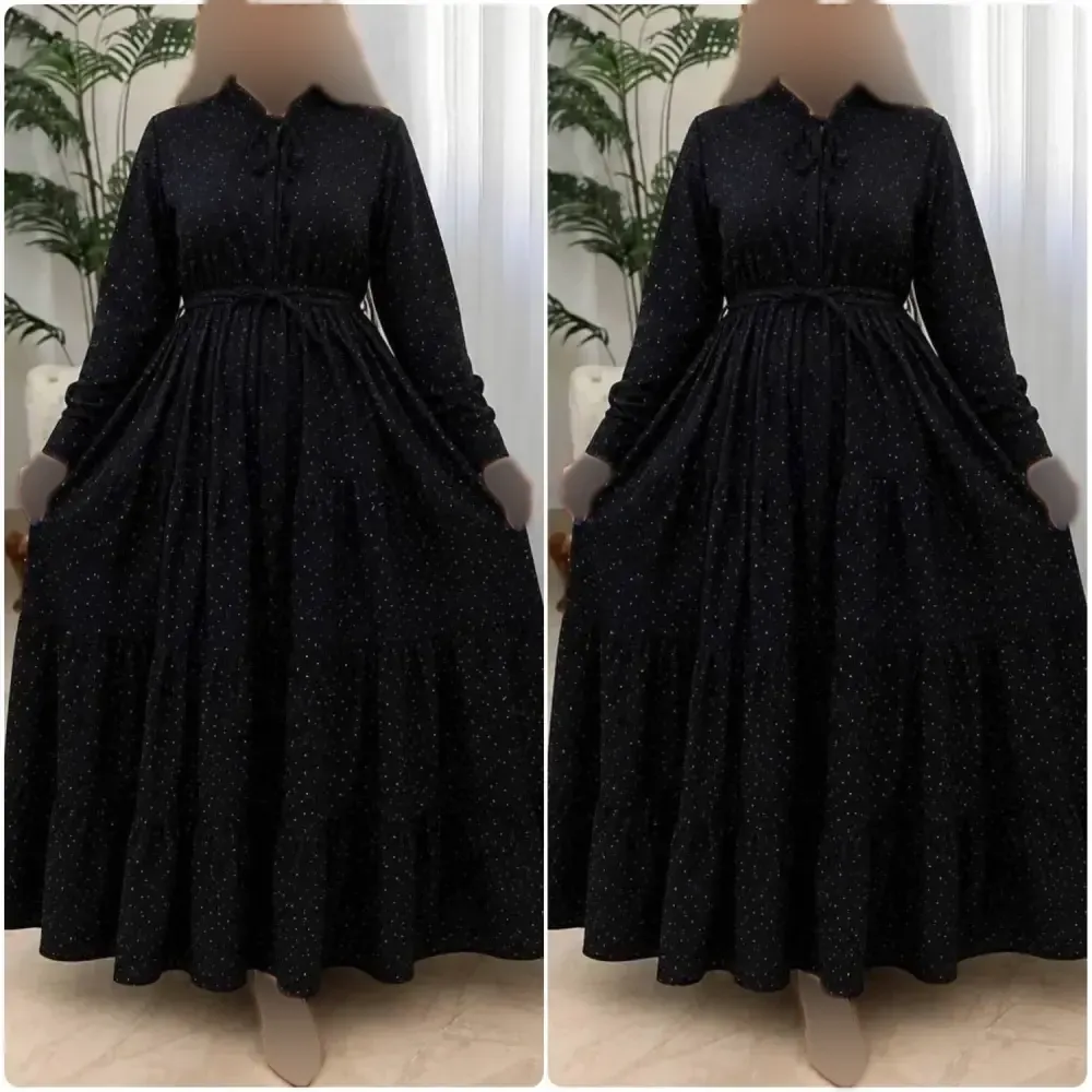 پیراهن زنانه مشکی جنس بوگاتی درجه یک سایز فری 38 تا 46