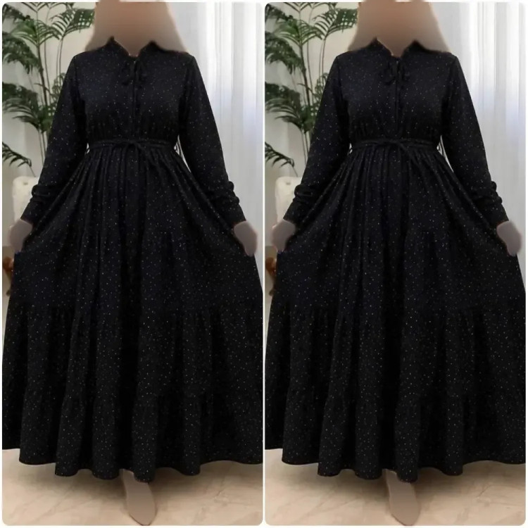 پیراهن زنانه مشکی جنس بوگاتی درجه یک سایز فری 38 تا 46