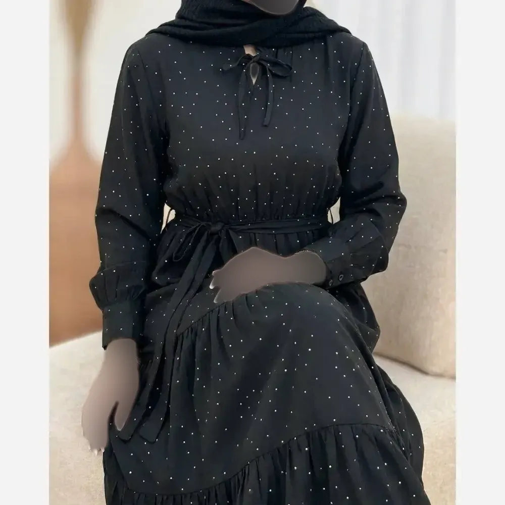 پیراهن زنانه مشکی جنس بوگاتی درجه یک سایز فری 38 تا 46