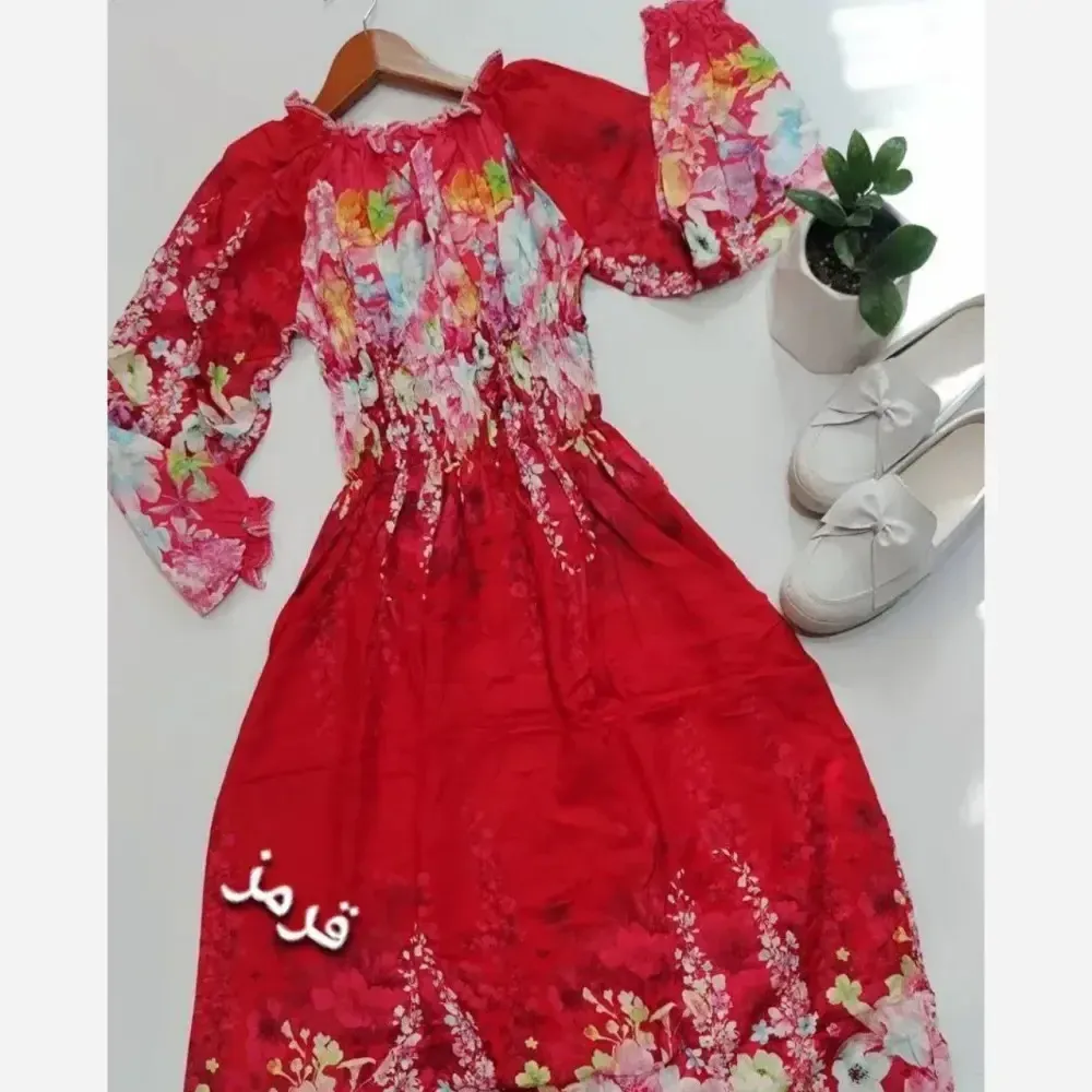 لباس ساحلی زنانه تمام نخ فری سایز مدل گلی رنگ طوسی آبی زرد