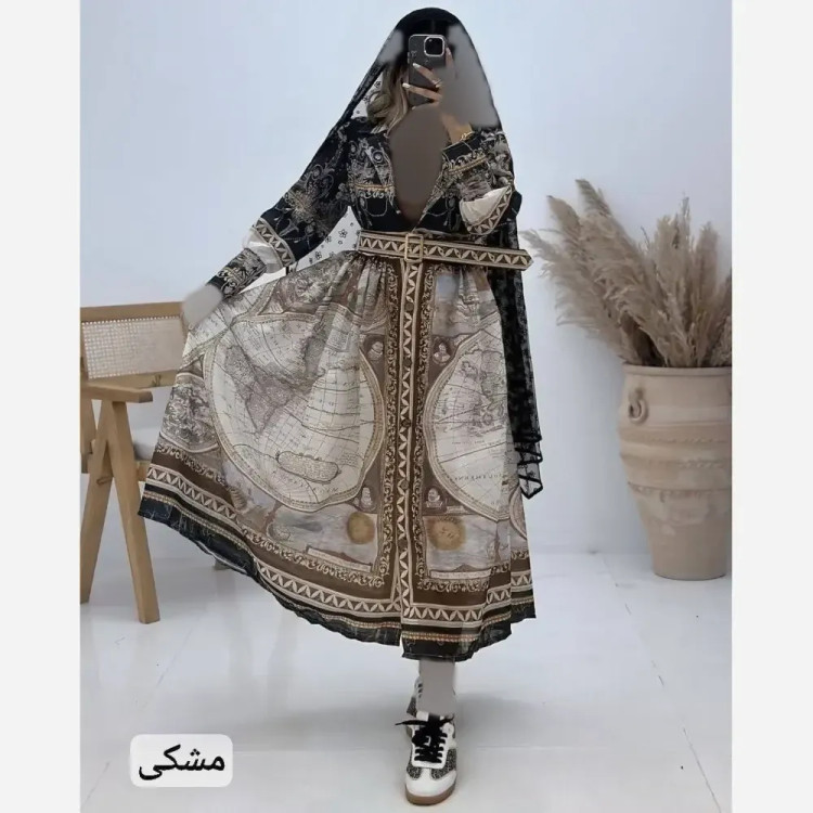 پیراهن ساحلی زنانه مدل کیمیا جنس ابریشمی پفکی سایز فری 38 تا 48