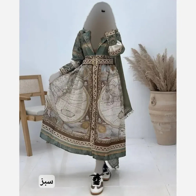 پیراهن ساحلی زنانه مدل کیمیا جنس ابریشمی پفکی سایز فری 38 تا 48