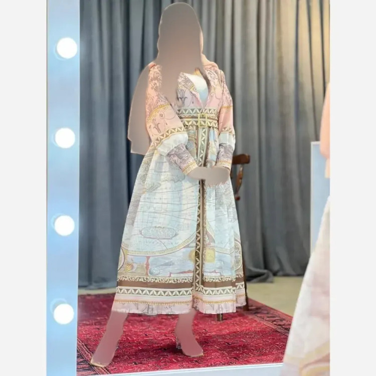 پیراهن ساحلی زنانه مدل کیمیا جنس ابریشمی پفکی سایز فری 38 تا 48