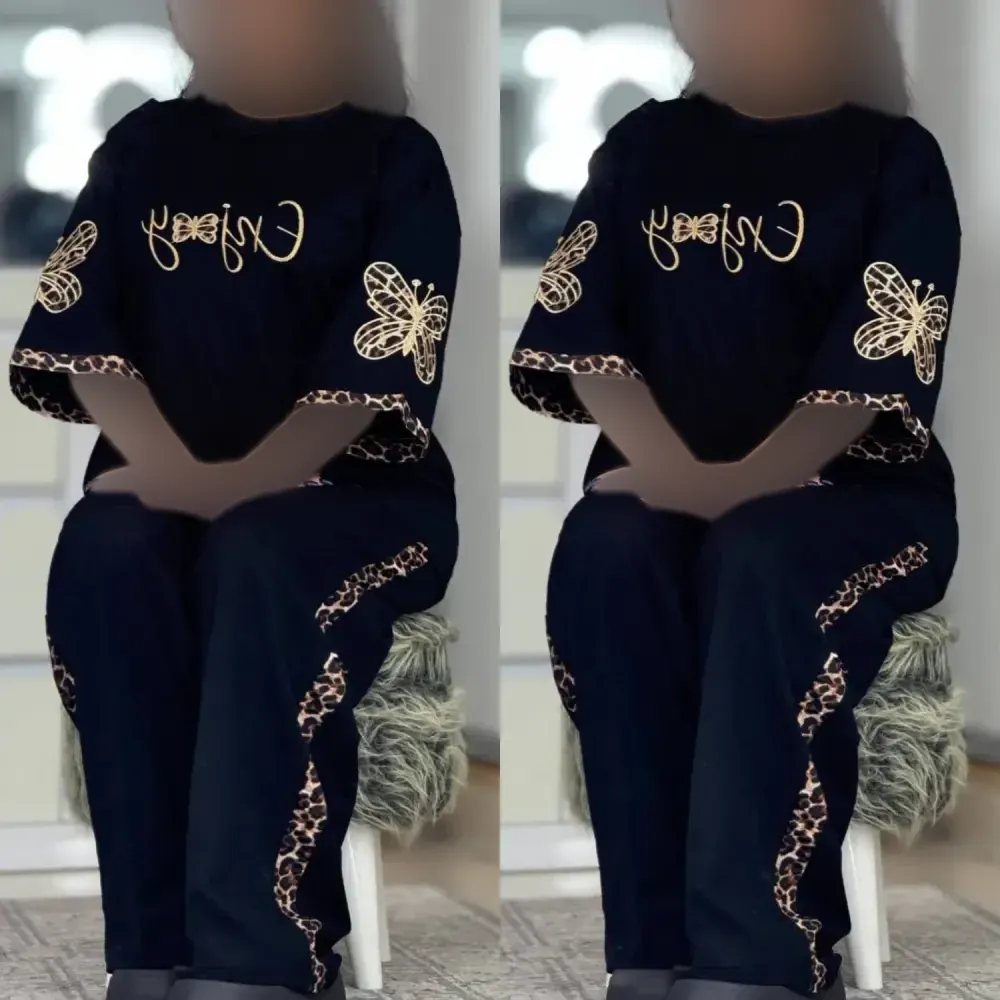 ست لباس زنانه مدل گیلدا جنس پنبه گلکسی رنگ مشکی سایز فری 38 تا 46