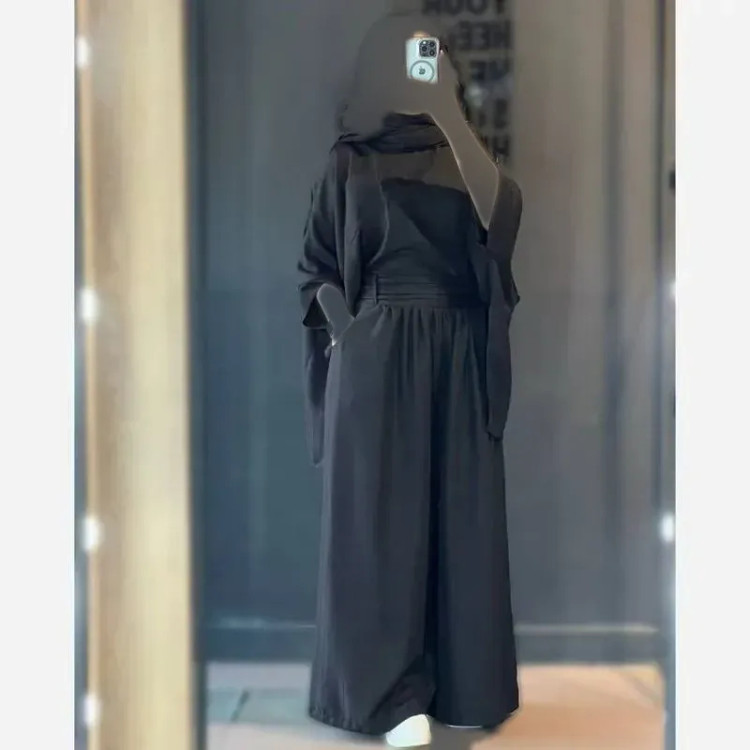 ست شومیز و شلوار زنانه جنس صوفیا رنگ مشکی سایز 38 تا 46 فری