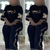 ست تیشرت و شلوار زنانه جنس پنبه گلکسی رنگ مشکی سایز فری 38 تا 46