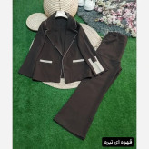 ست کت و شلوار زنانه نیلوفر جنس هرمس درجه یک سایز 38 تا 46 رنگ کرم قهوه ای نسکافه ای