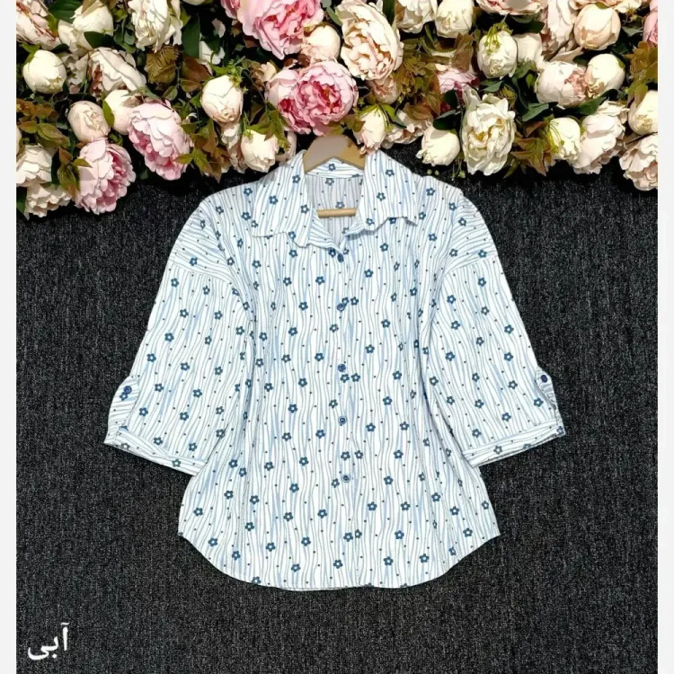 شومیز بابونه لینزی نخی درجه یک فری سایز 38 تا 50