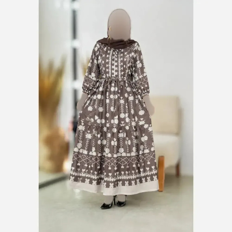 ساحلی زنانه جنس کرپ فلور آستین بلند فری سایز 36 تا 46 رنگ شکلاتی و سبز