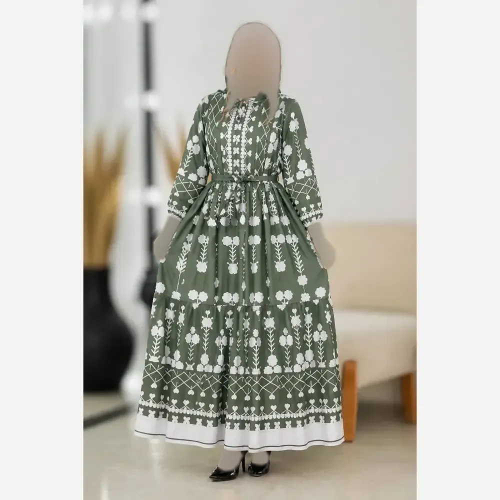ساحلی زنانه جنس کرپ فلور آستین بلند فری سایز 36 تا 46 رنگ شکلاتی و سبز