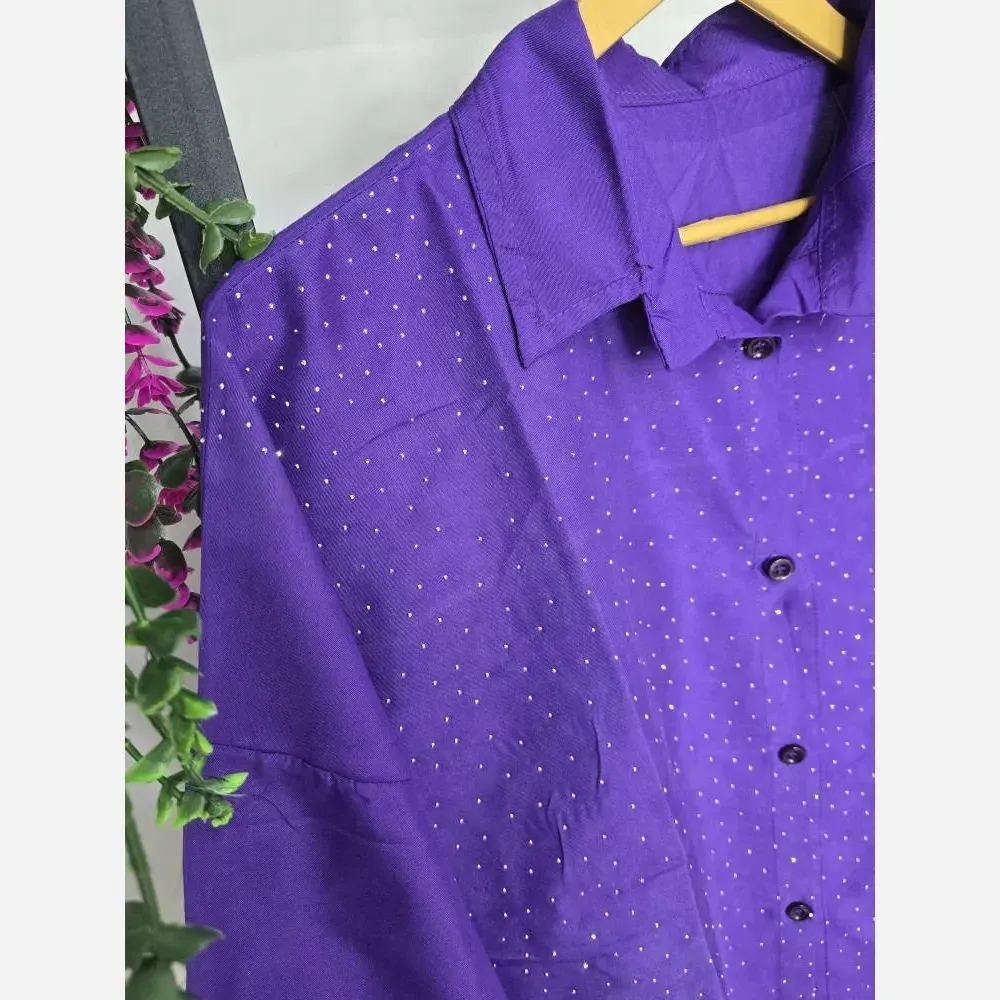 شومیز لنین کتان نیلی جیب طرح صلیبی فری سایز 38 تا 50