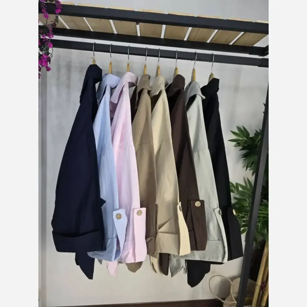 شومیز لنین کتان نیلی جیب طرح صلیبی فری سایز 38 تا 50