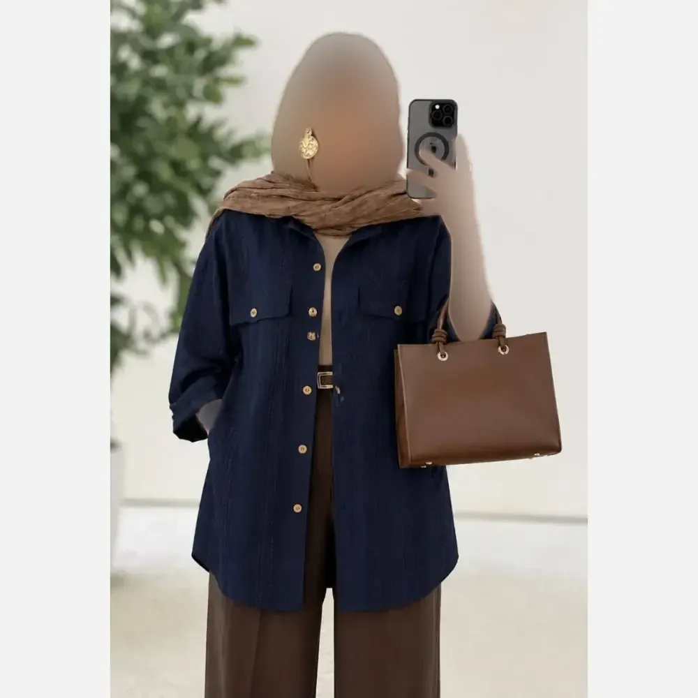 مانتو جیب صلیبی کوکدوزی شانتون درجه یک فری سایز