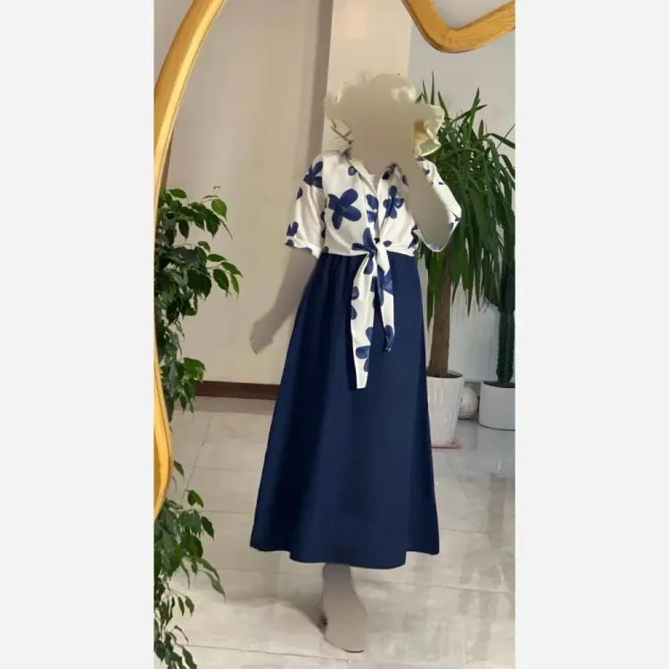 ست شومیز گره و دامن لنینت فری سایز رنگ بندی متنوع