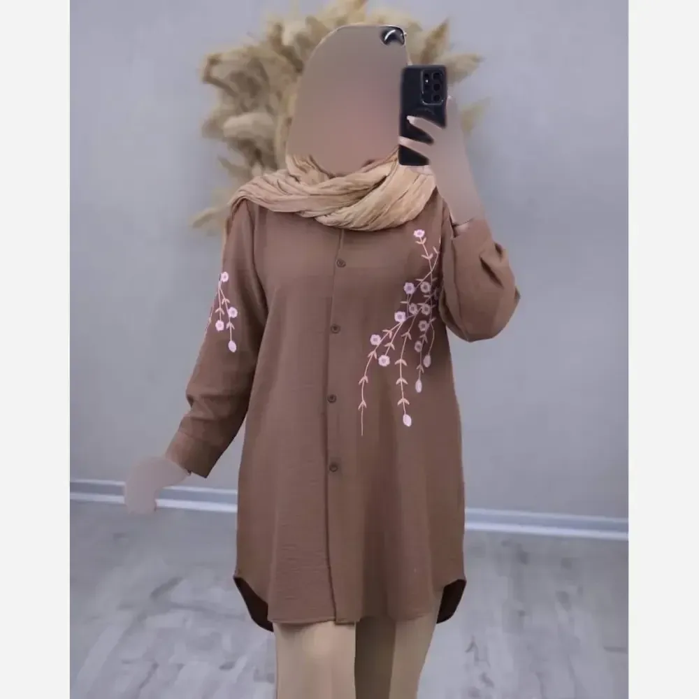 شومیز مانتویی آرتینا جنس شانتون گلدوزی شده