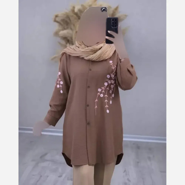 شومیز مانتویی آرتینا جنس شانتون گلدوزی شده