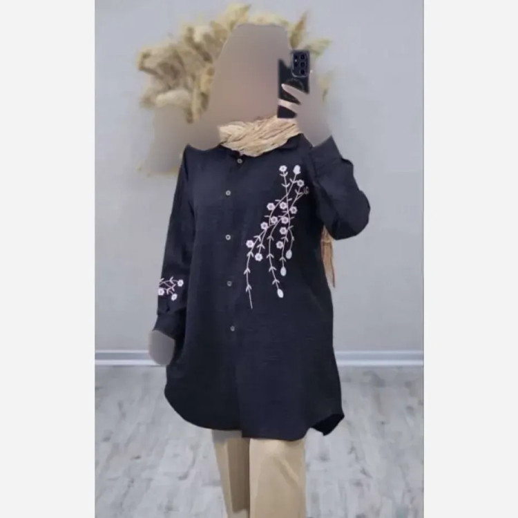 شومیز مانتویی آرتینا جنس شانتون گلدوزی شده