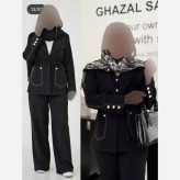 کت و شلوار زنانه مدل دکمه قلبی جنس مازراتی نخ توئیست درجه یک