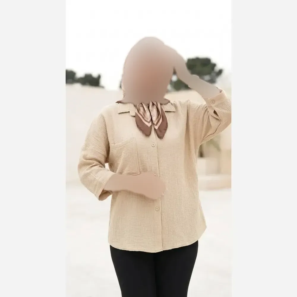 شومیز باکسی ینزه پفکی درجه یک فری سایز