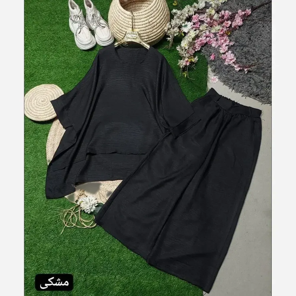 ست شومیز و شلوار زنانه جنس صوفیا رنگ مشکی سایز فری 38 تا 46