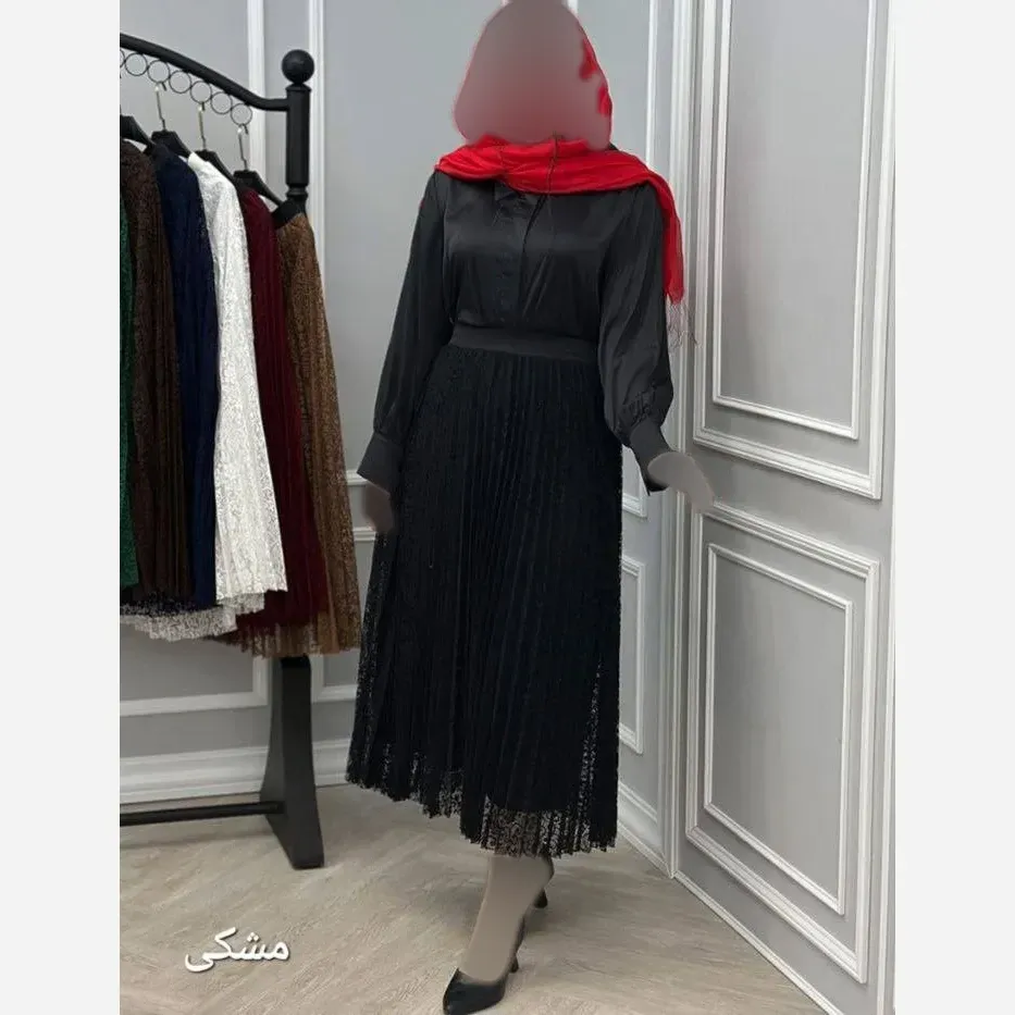 دامن پلیسه گیپور مجلسی آستر دار سایز 38 تا 48