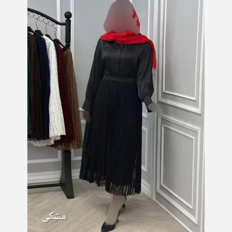 دامن پلیسه گیپور مجلسی آستر دار سایز 38 تا 48