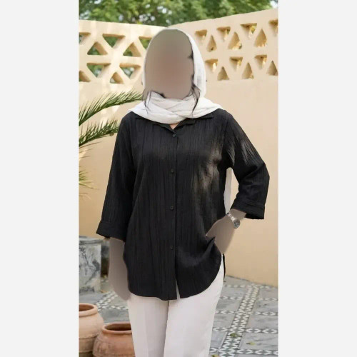 شومیز مانتویی جنس گازوییلی NR درجه یک فری سایز