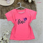 تیشرت باکسی نگینی طرح LOVE جنس نخ پنبه فری سایز