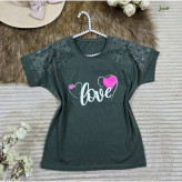 تیشرت باکسی نگینی طرح LOVE جنس نخ پنبه فری سایز