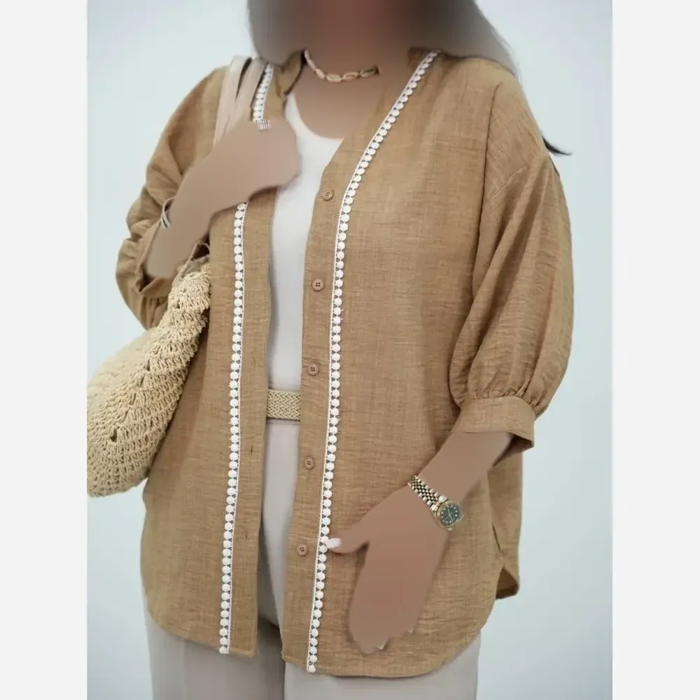 شومیز مانتویی دیار جنس شانتون درجه یک فری سایز