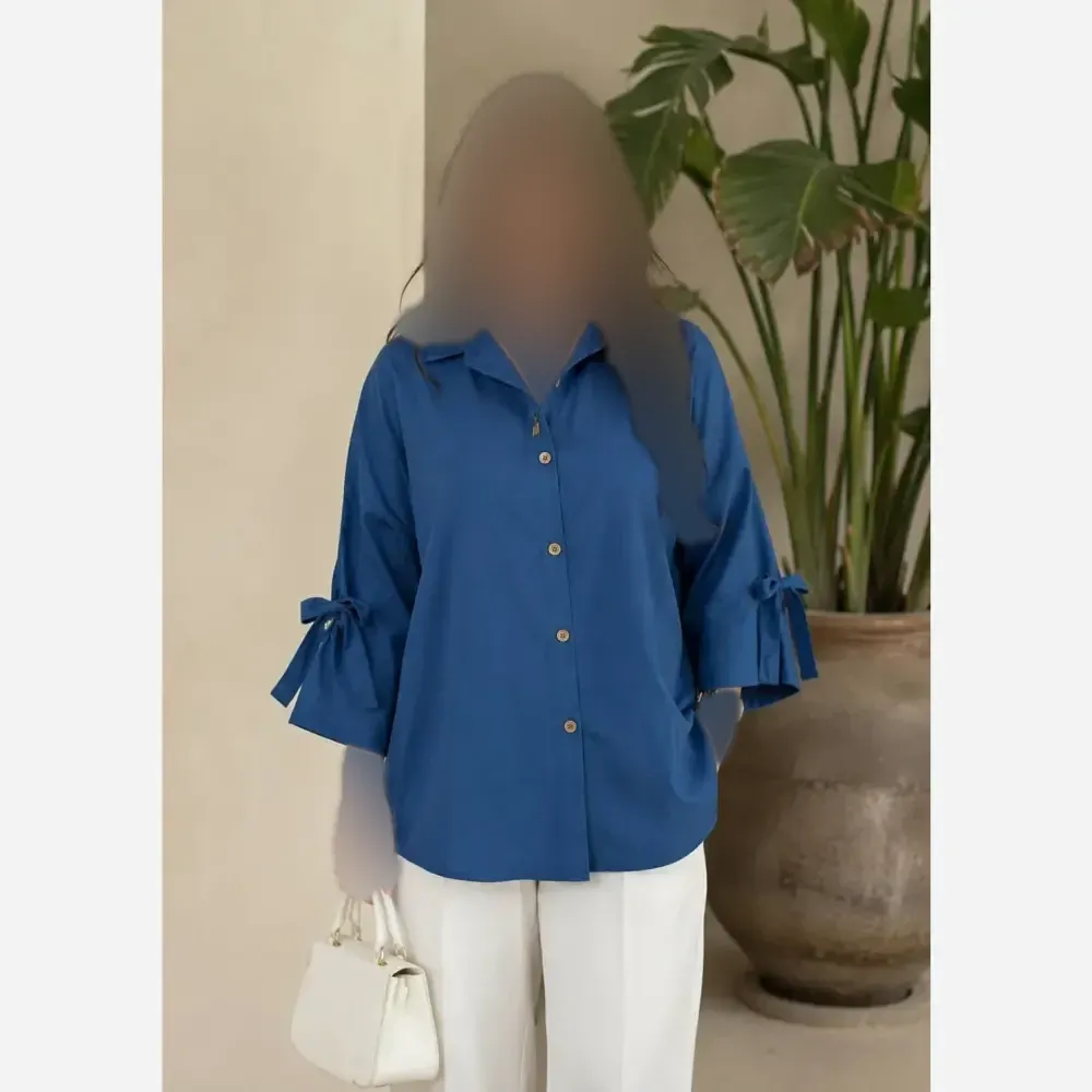 شومیز باکسی داکرون رنگ کله غازی سایز فری سایز تا 48
