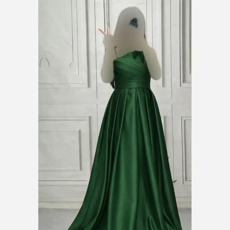 پیراهن مجلسی زنانه مدل نورا جنس ساتن آمریکایی قد 150