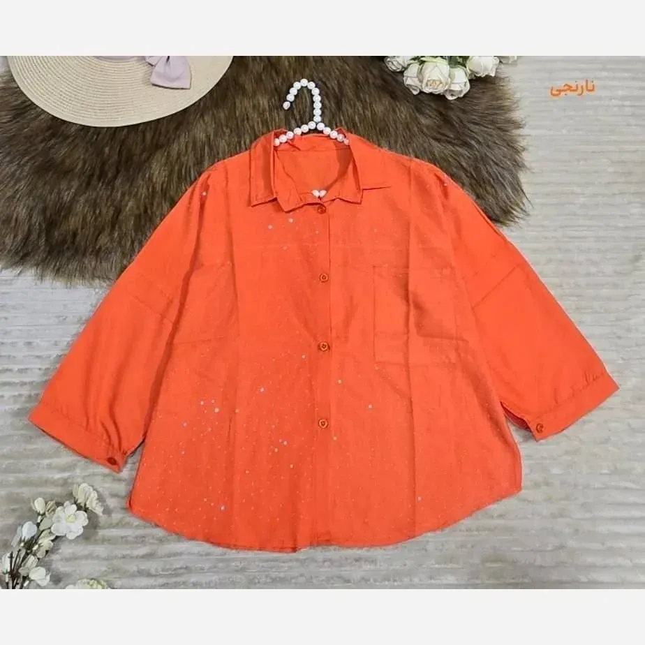 شومیز مانتویی نگینی نازنین جنس داکرون فری سایز