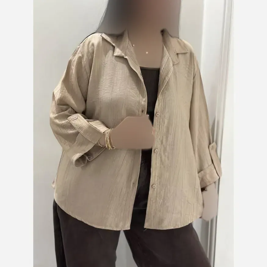 شومیز زنانه ساده خنک جنس NR گازوئیلی فری سایز