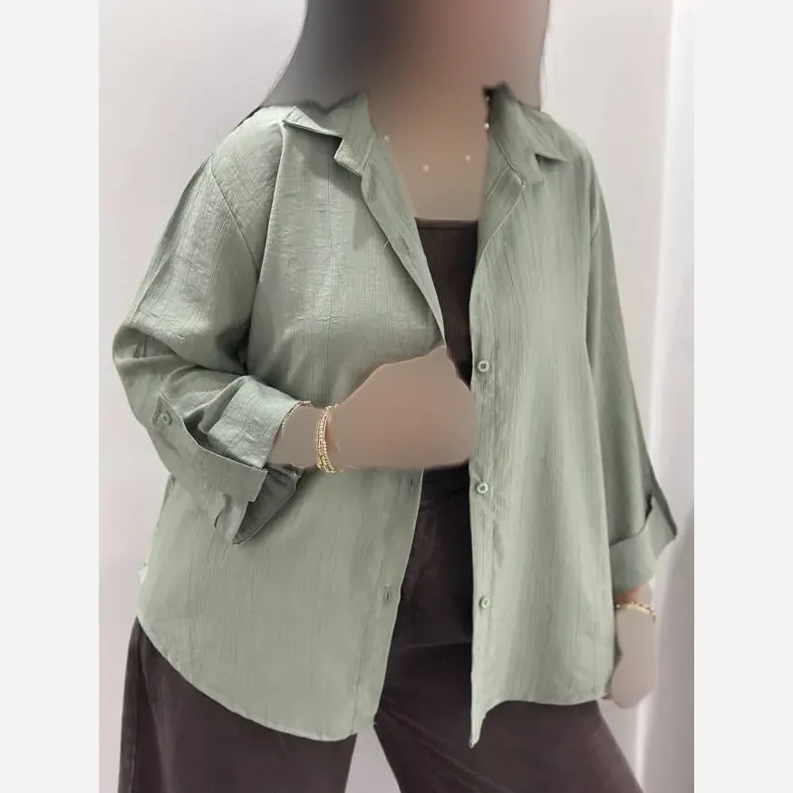 شومیز زنانه ساده خنک جنس NR گازوئیلی فری سایز