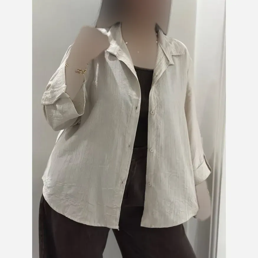 شومیز زنانه ساده خنک جنس NR گازوئیلی فری سایز